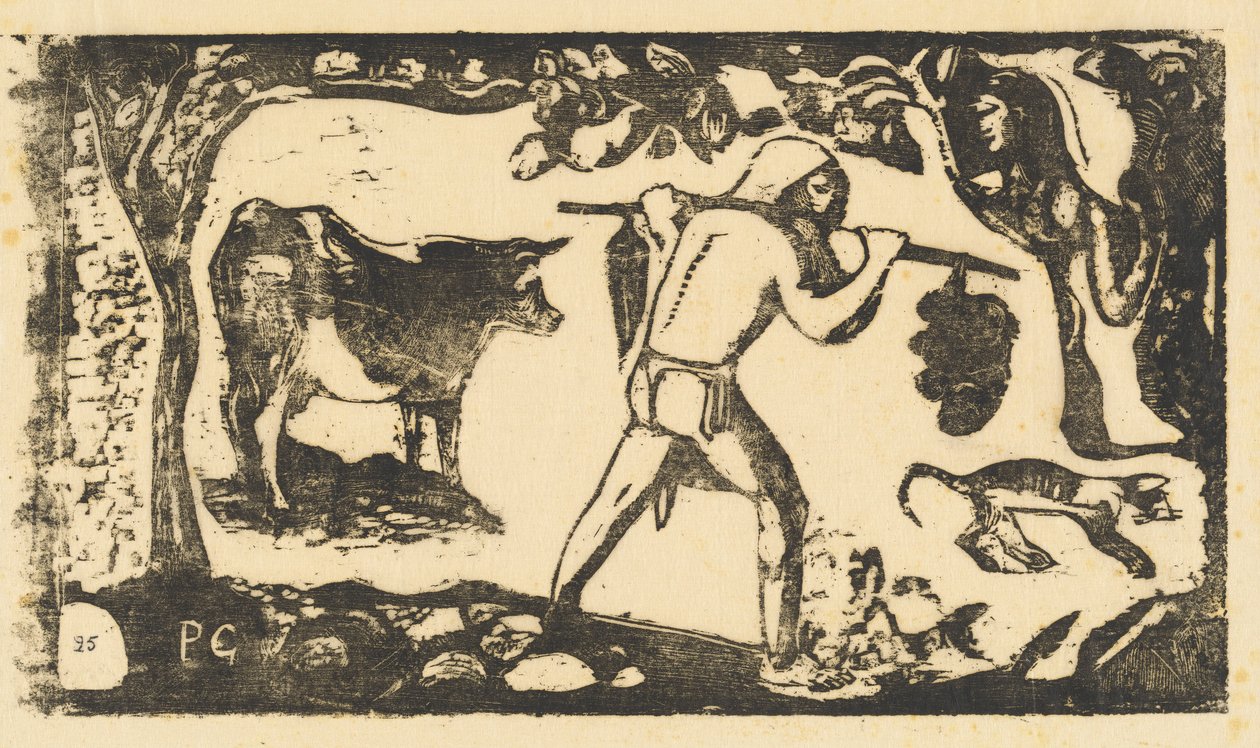 Tahitilaiset banaaneja kantavat Le porteur de fei, vuonna 1895 tai sen jälkeen. tekijältä Paul Gauguin