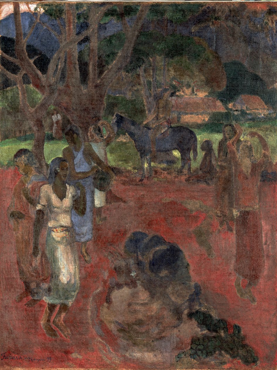 Tahitin maisema yhdeksällä hahmolla. tekijältä Paul Gauguin