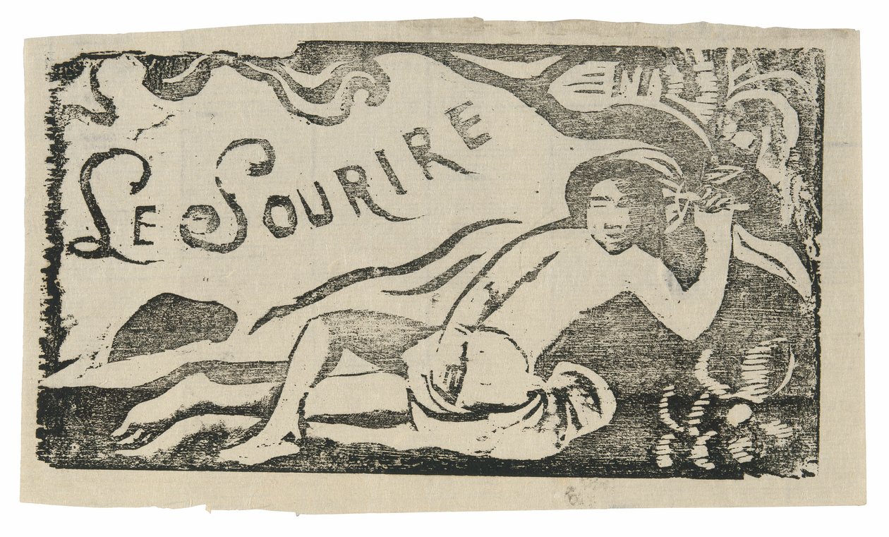 Tahitilainen nainen, päähine Le sourirea varten tekijältä Paul Gauguin