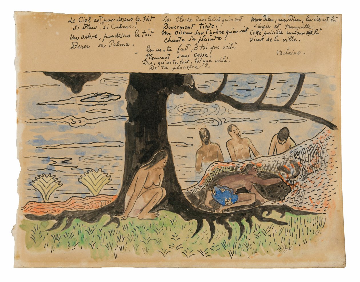 Tahitilaisten kalastus tekijältä Paul Gauguin