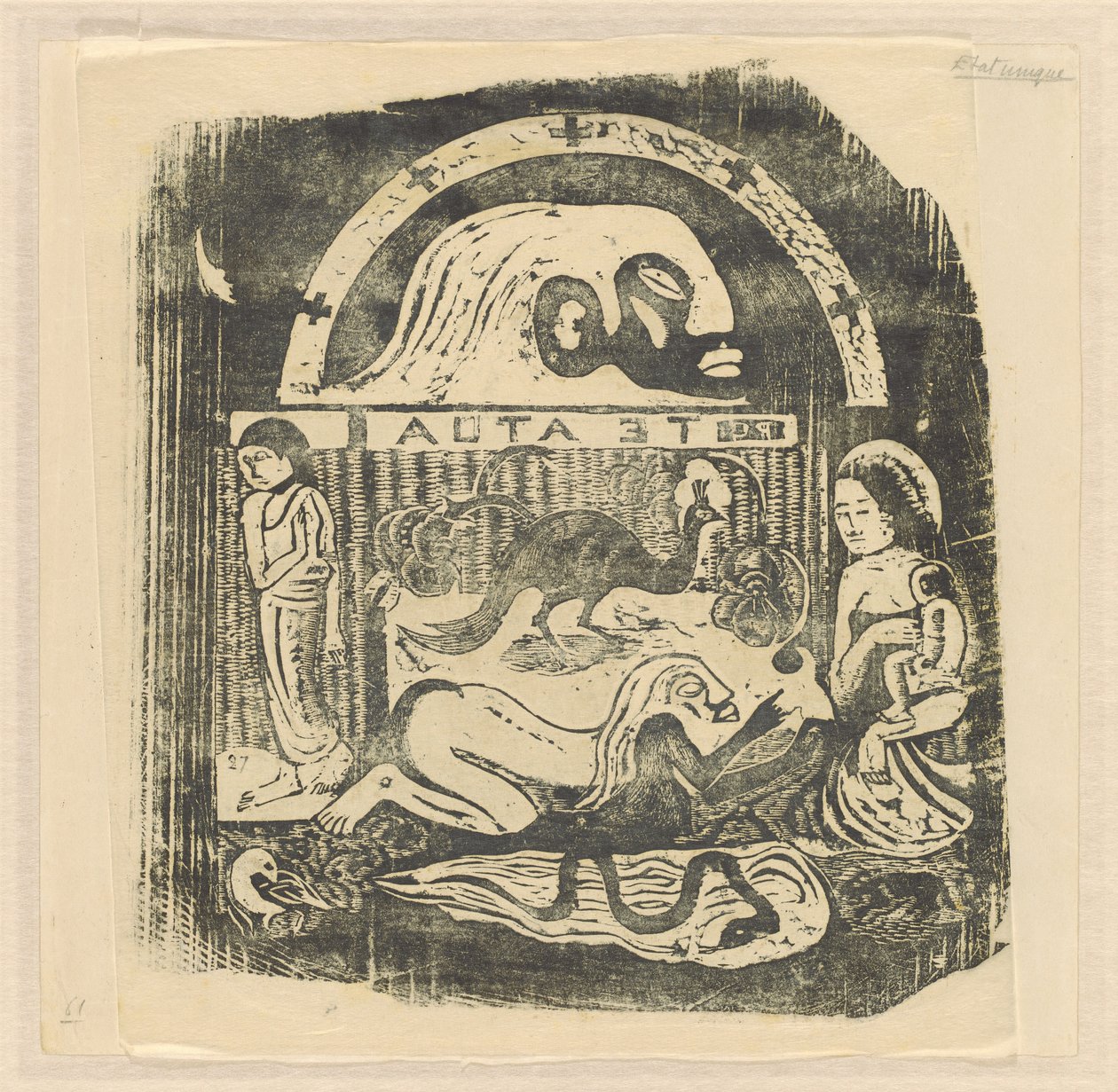 Te Atua (jumalat) pieni lautanen [recto] tekijältä Paul Gauguin