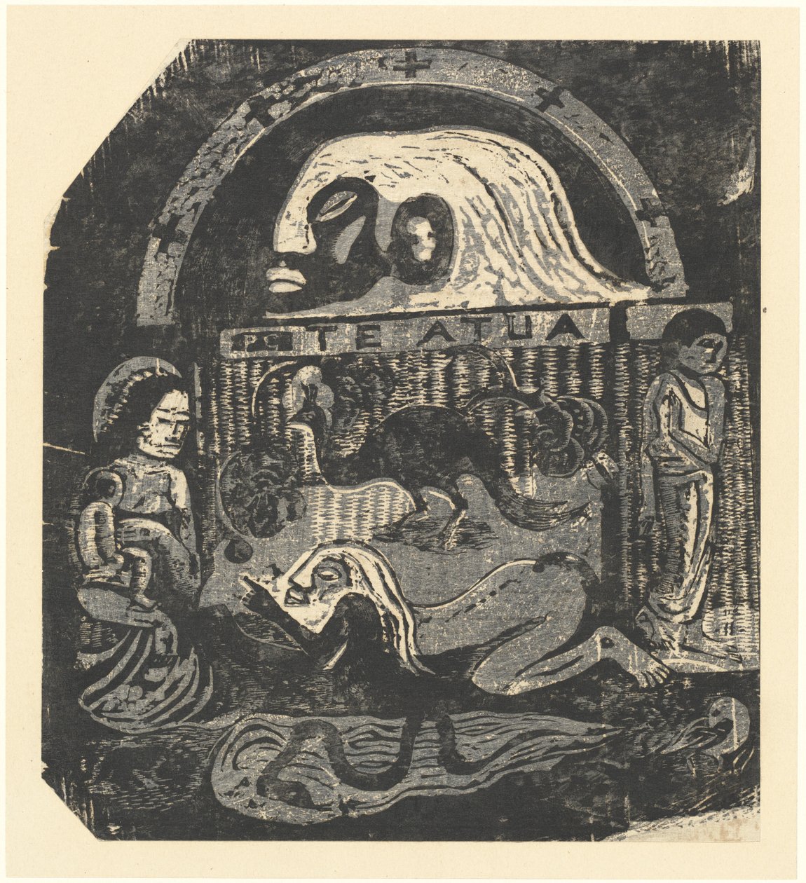 Te Atua The Gods Small Plate, vuonna 1895 tai sen jälkeen. tekijältä Paul Gauguin