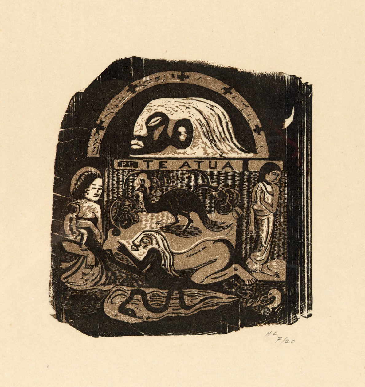 Te atua (Jumala), sarjasta Late Wood-Block Prints tekijältä Paul Gauguin