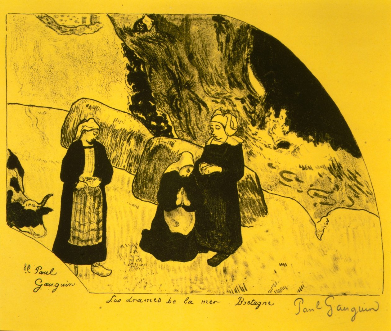 Meren draama, Bretagne, Volpini-sarjasta: Dessins lithographiques, 1889, 1889. tekijältä Paul Gauguin