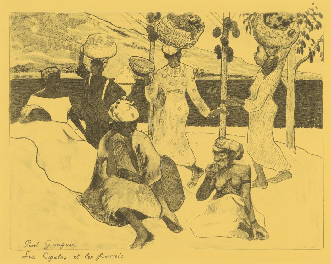 Heinäsirkat ja muurahaiset: Matkamuisto Martiniquesta, Volpini-sarjasta: Dessins l..., 1889. tekijältä Paul Gauguin