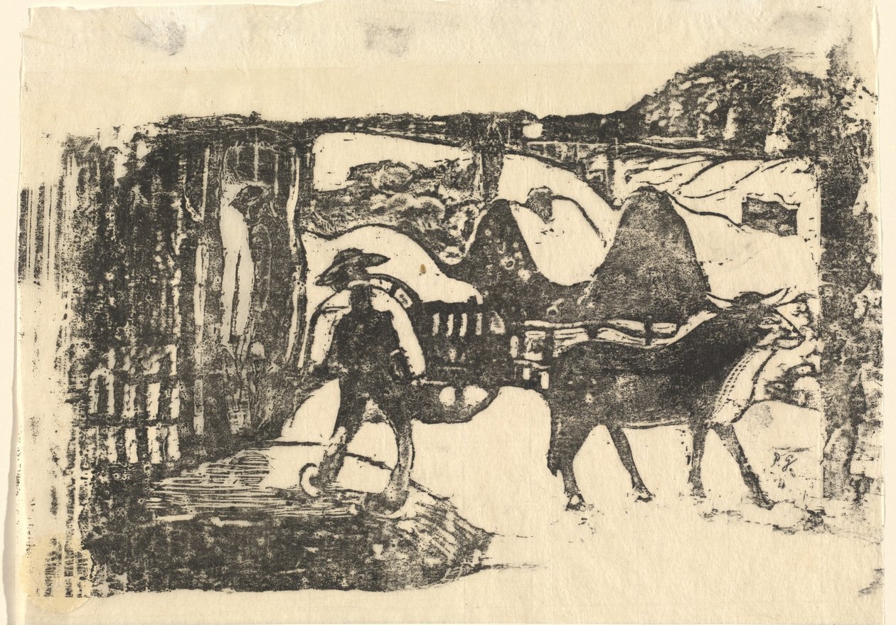Ox Cart Le char a boeufs, vuonna 1895 tai sen jälkeen. tekijältä Paul Gauguin