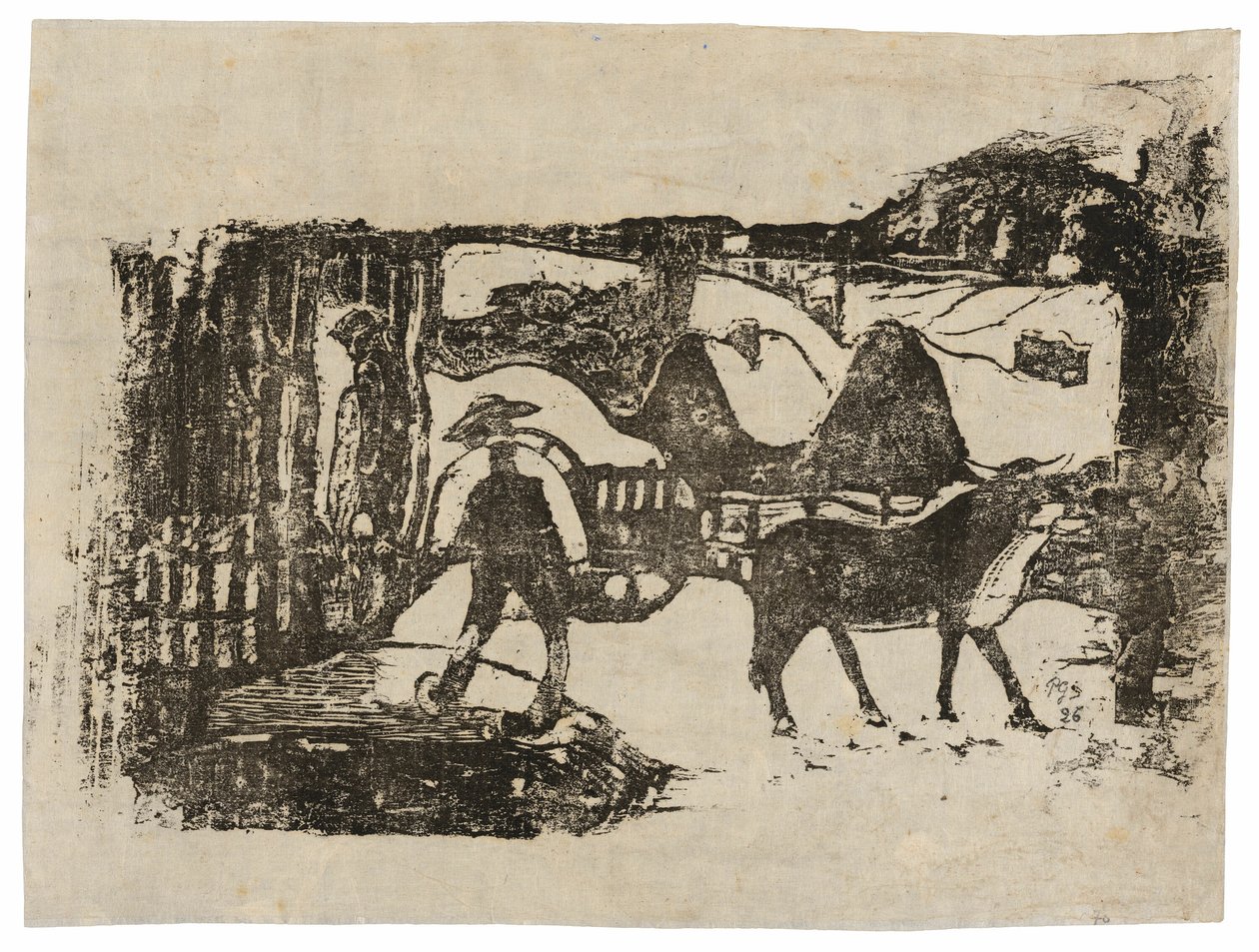 Härkäkärry Late Wood-Block Prints -sarjasta tekijältä Paul Gauguin