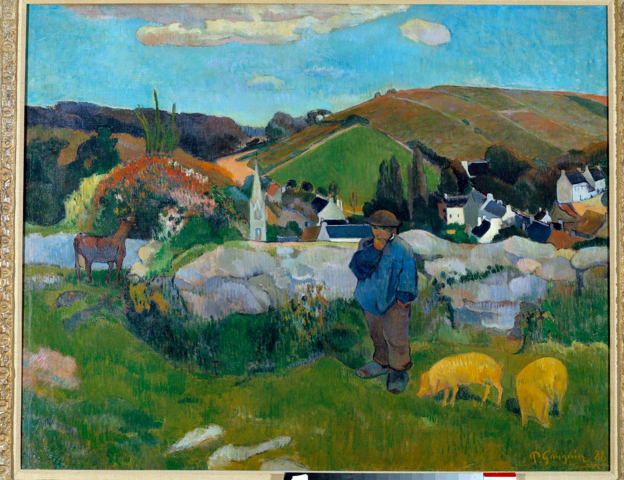 The Pork Guardian Bretagnessa vuonna 1888 - Paul Gauguinin (1848-1903) maalaus tekijältä Paul Gauguin