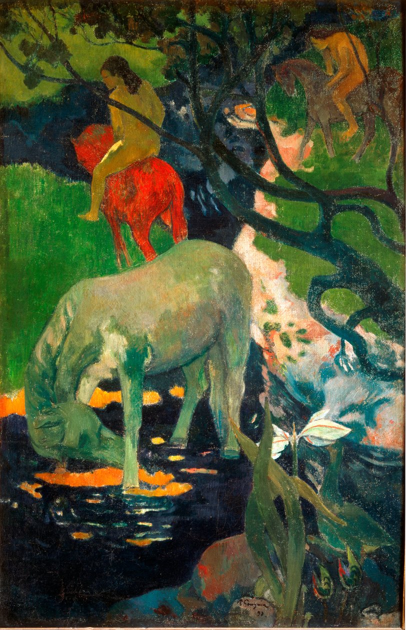 Valkoinen hevonen (öljy kankaalle tekijältä Paul Gauguin