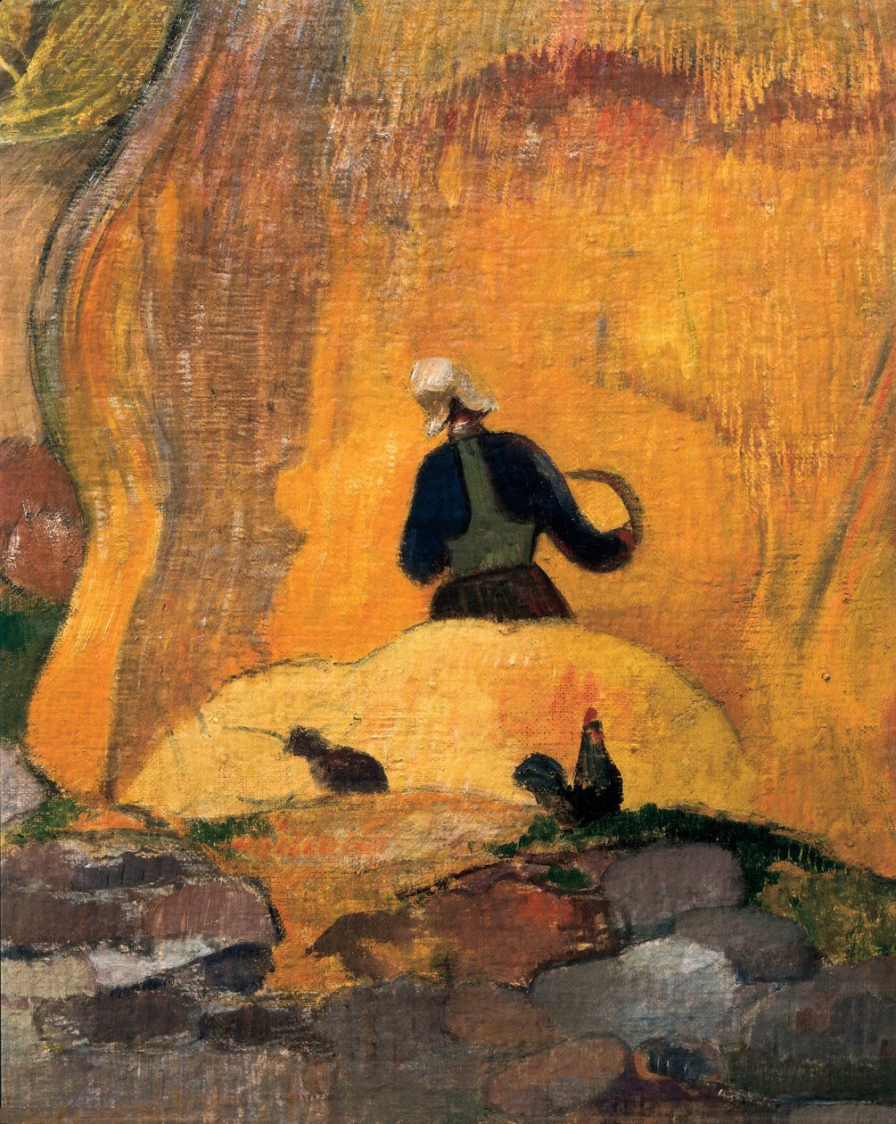 Keltaiset myllynkivet tai The Blonde Harvest (yksityiskohta) 1889 (öljy kankaalle) tekijältä Paul Gauguin