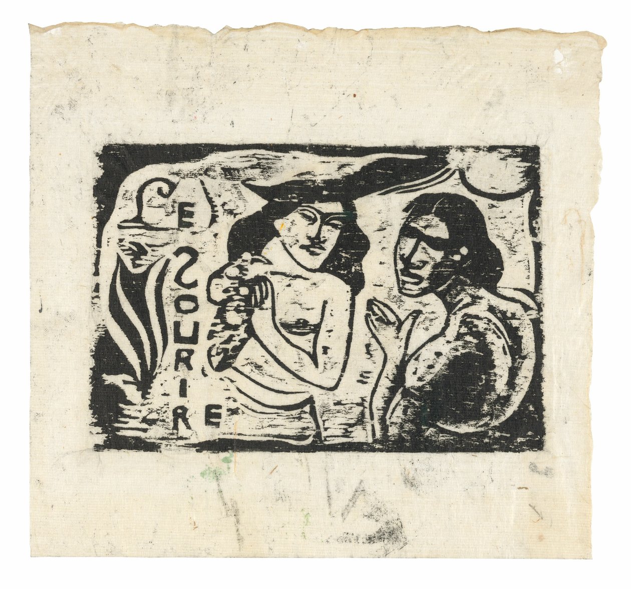 Two Women Chattering, päähine Le Sourire tekijältä Paul Gauguin