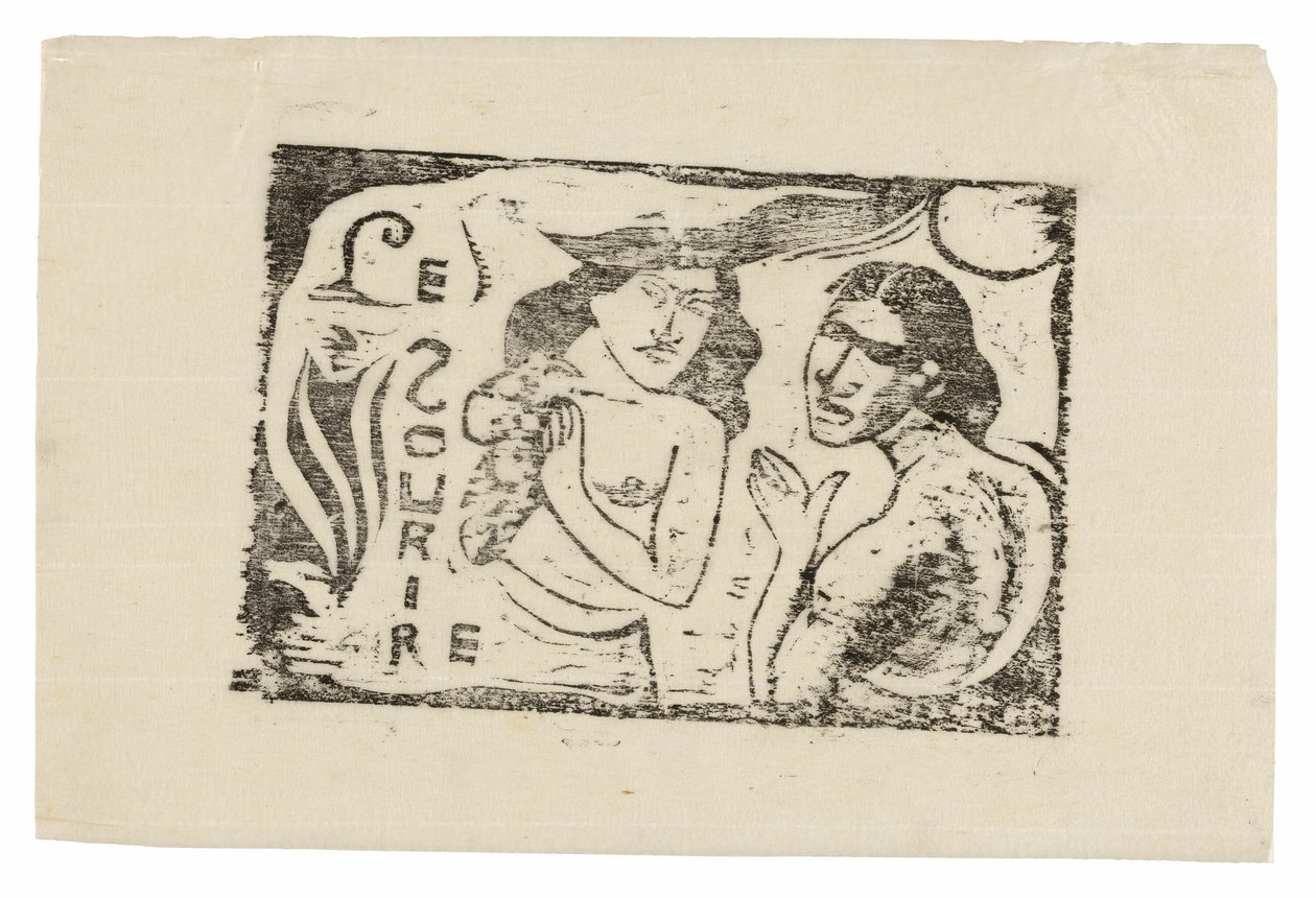 Two Women Chattering, päähine Le Sourire tekijältä Paul Gauguin