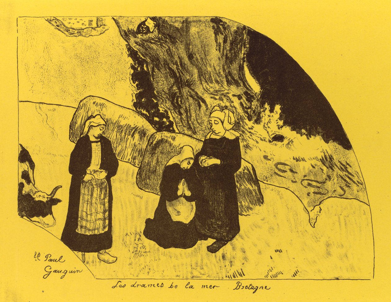 Volpini-sarja: Meren draamat: Brittany Les Drames de la Mer, Bretagne, 1889. tekijältä Paul Gauguin
