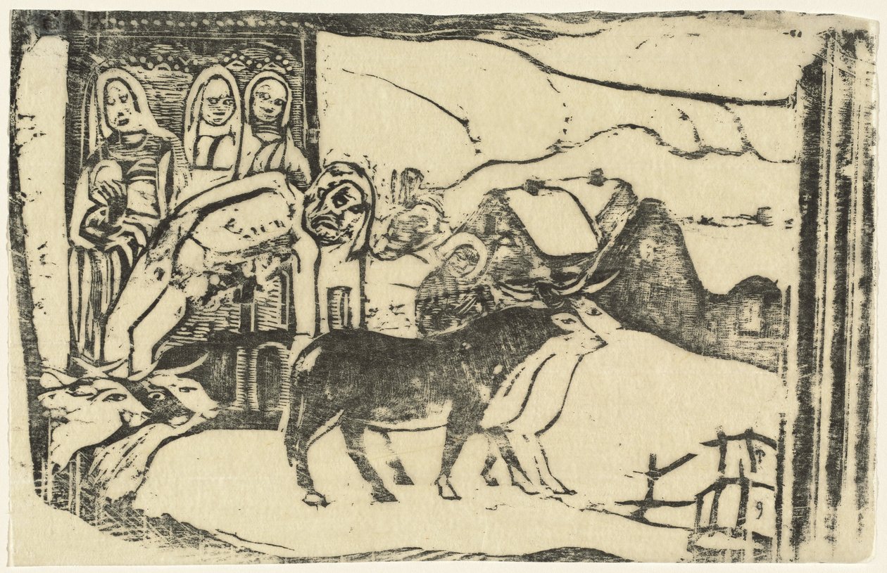 Wayside-pyhäkkö Bretagnessa Le calvaire Breton, vuonna 1895 tai sen jälkeen. tekijältä Paul Gauguin