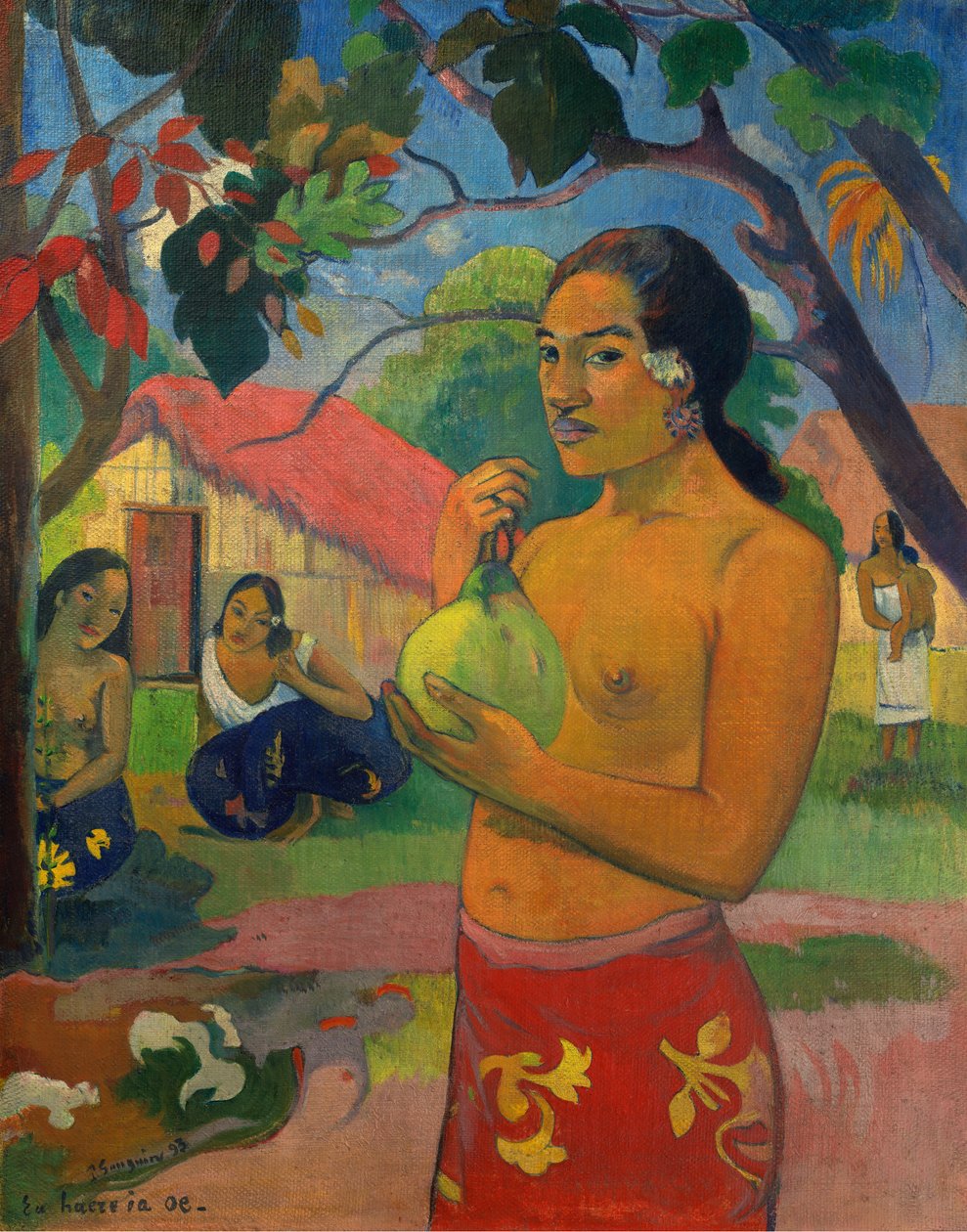 Minne olet menossa? tai Nainen pitelee hedelmää tekijältä Paul Gauguin
