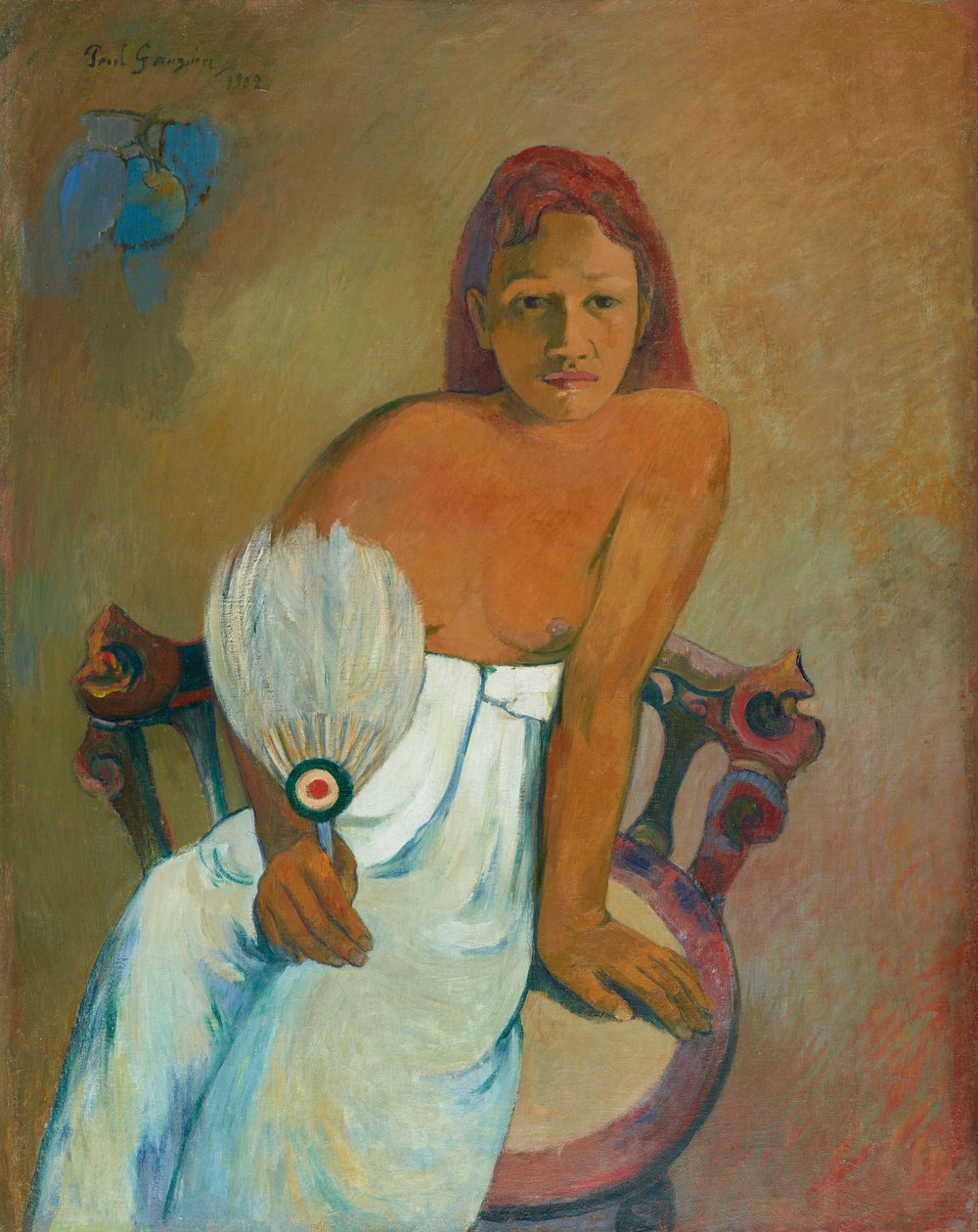 Nainen tuulettimen kanssa. tekijältä Paul Gauguin