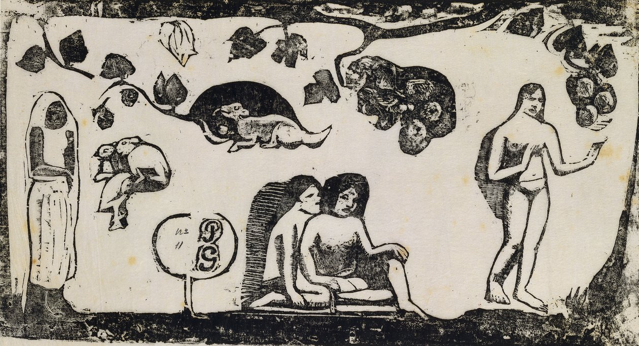 Naiset, eläimet ja lehdet; Naiset, eläimet ja lehdet, 1895-1903 tekijältä Paul Gauguin