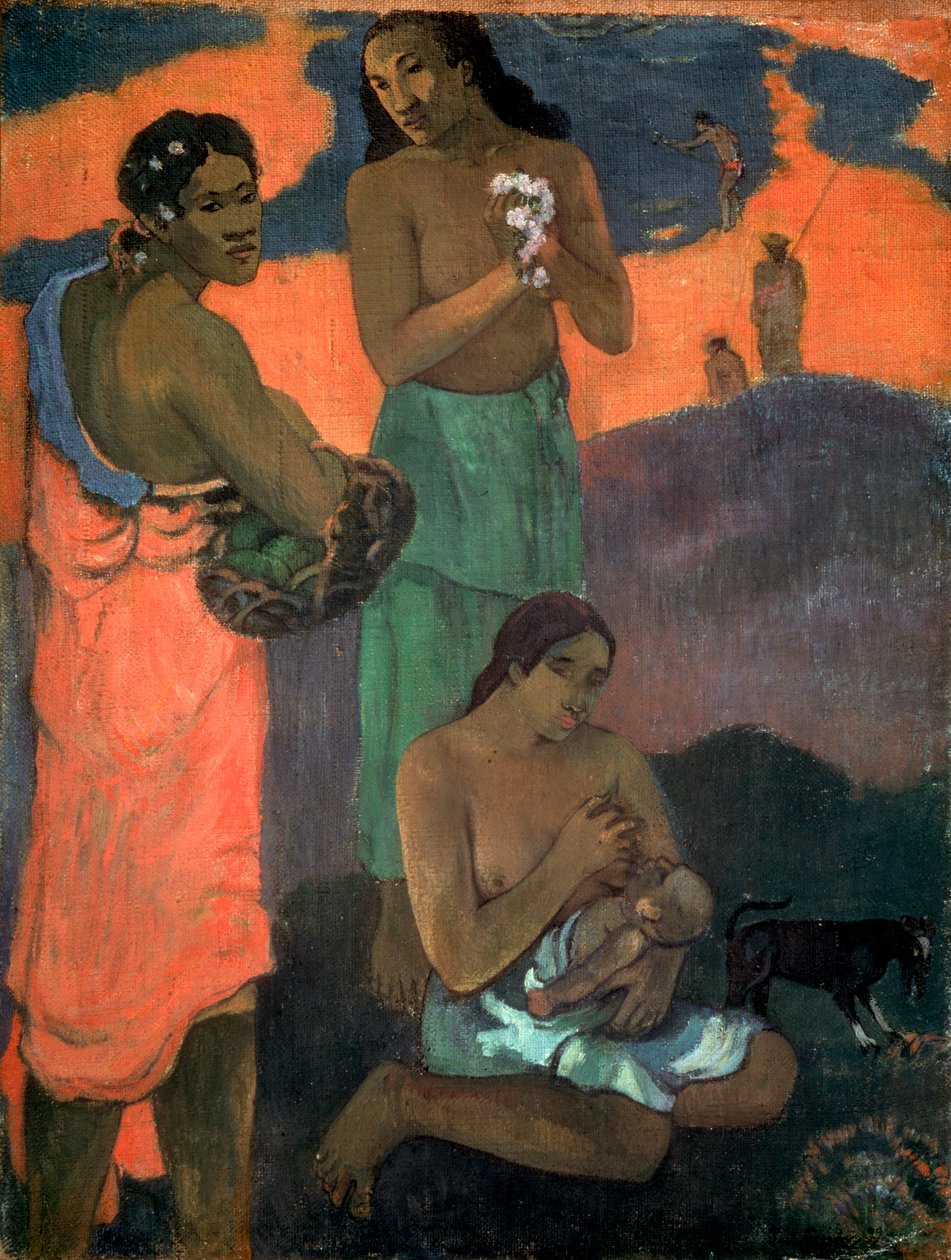 Naiset meren rannalla Äitiys, 1899 tekijältä Paul Gauguin