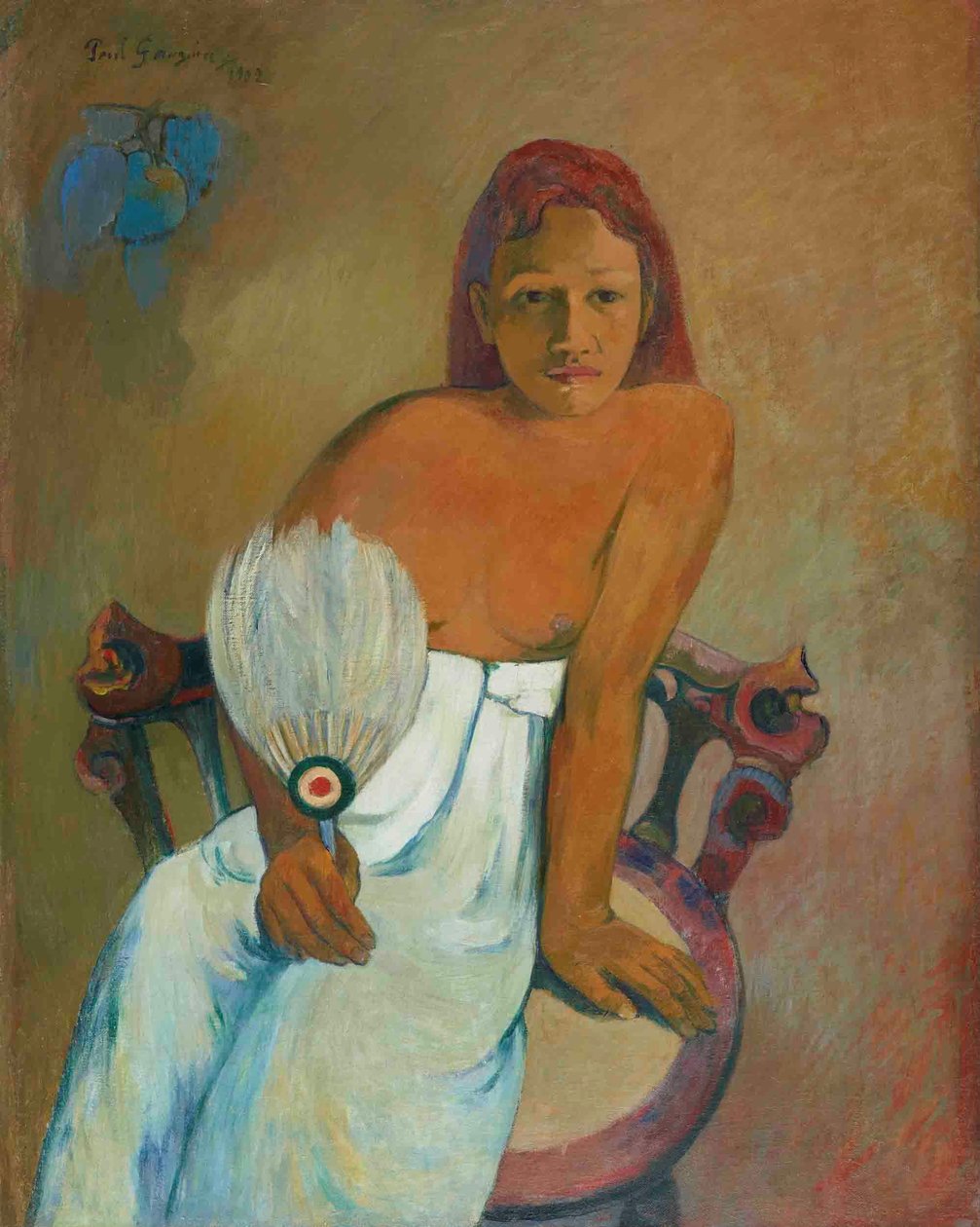 Nuori tyttö ja viuhka tekijältä Paul Gauguin