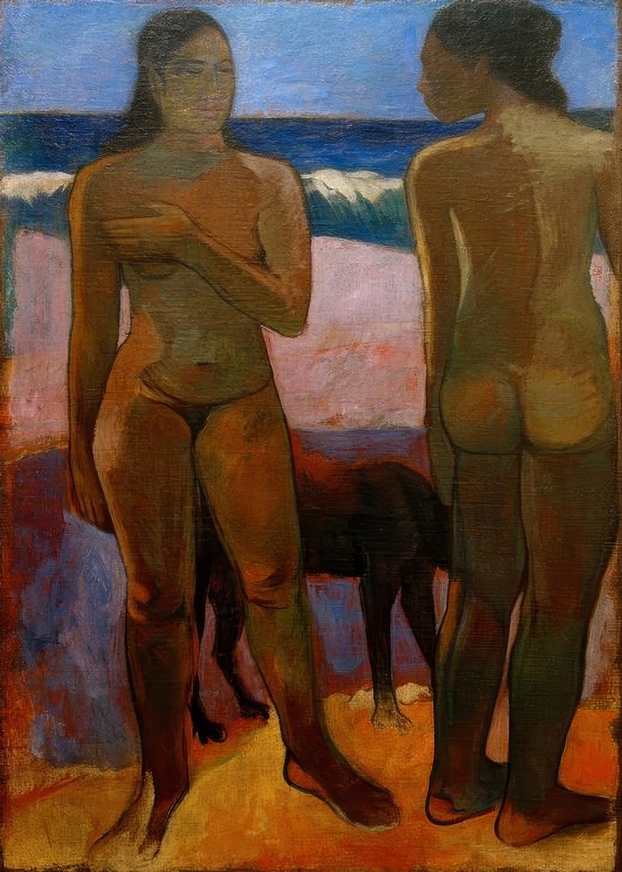 Zwei Tahitianerinnen am Strand tekijältä Paul Gauguin