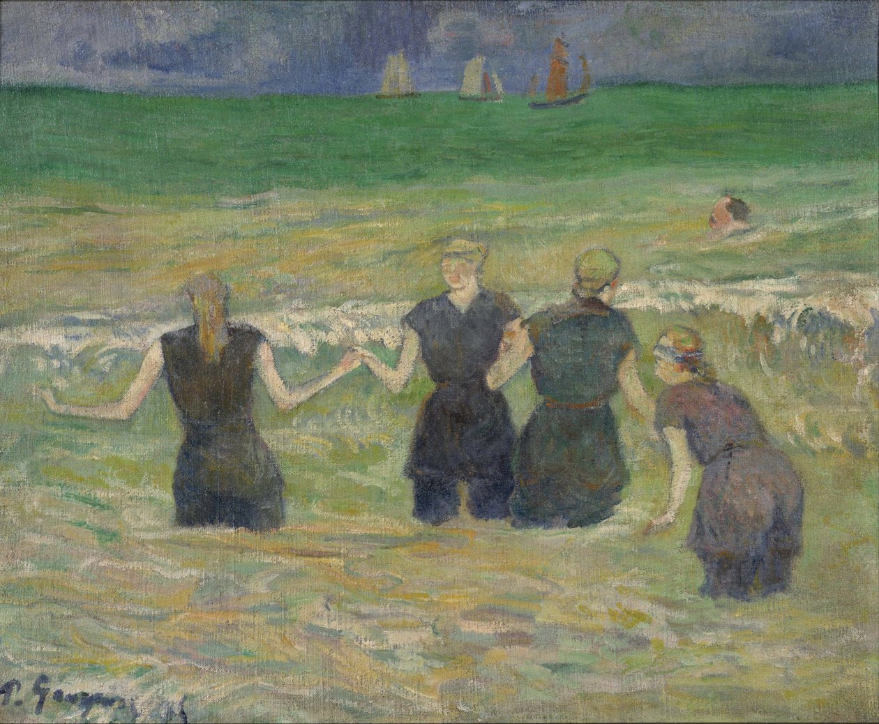 Paul Gauguinin (1848-1903) maalaus "Nuoret naiset kylpevät" 1885 National Museum of Western Art, Tokio Japani tekijältä Paul Gauguin