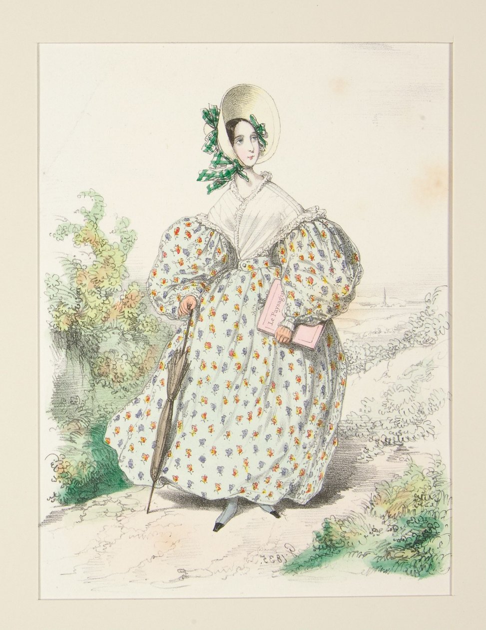 MAASEUDULLA. Heinäkuu 1835. Jaconas-mekko,... tekijältä Paul Gavarni
