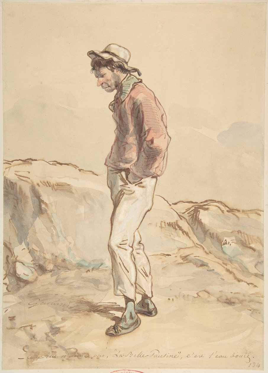 Merimies seisoo rannalla, 1859-60. tekijältä Paul Gavarni