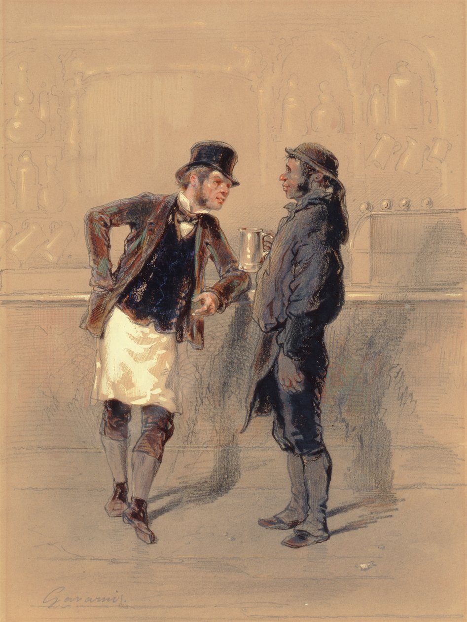 Car Man and Coal Heaver, 1848 (wc, grafiitti, kynä ja korin väri paperille) tekijältä Paul Gavarni