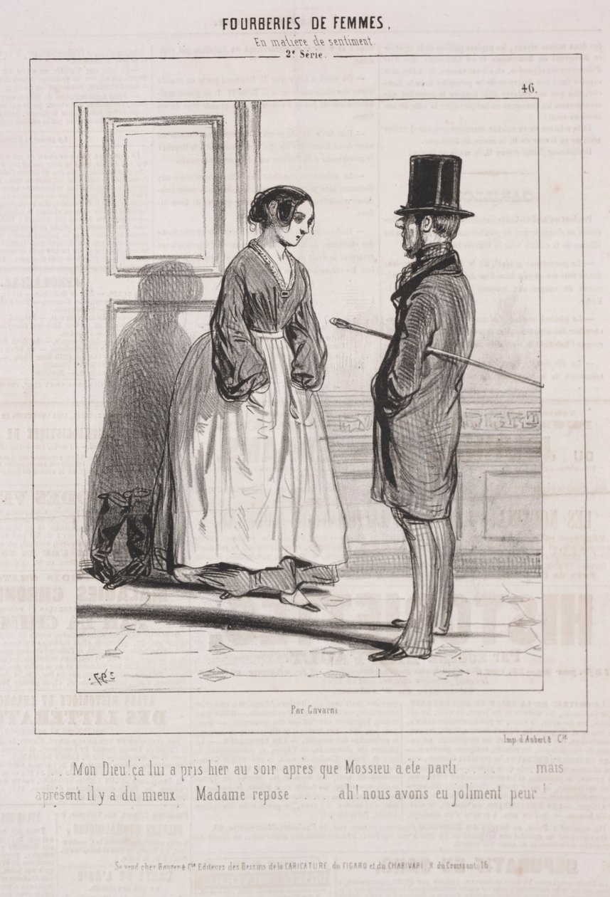 Naisten petokset: Tunteellisissa asioissa, 1842. tekijältä Paul Gavarni