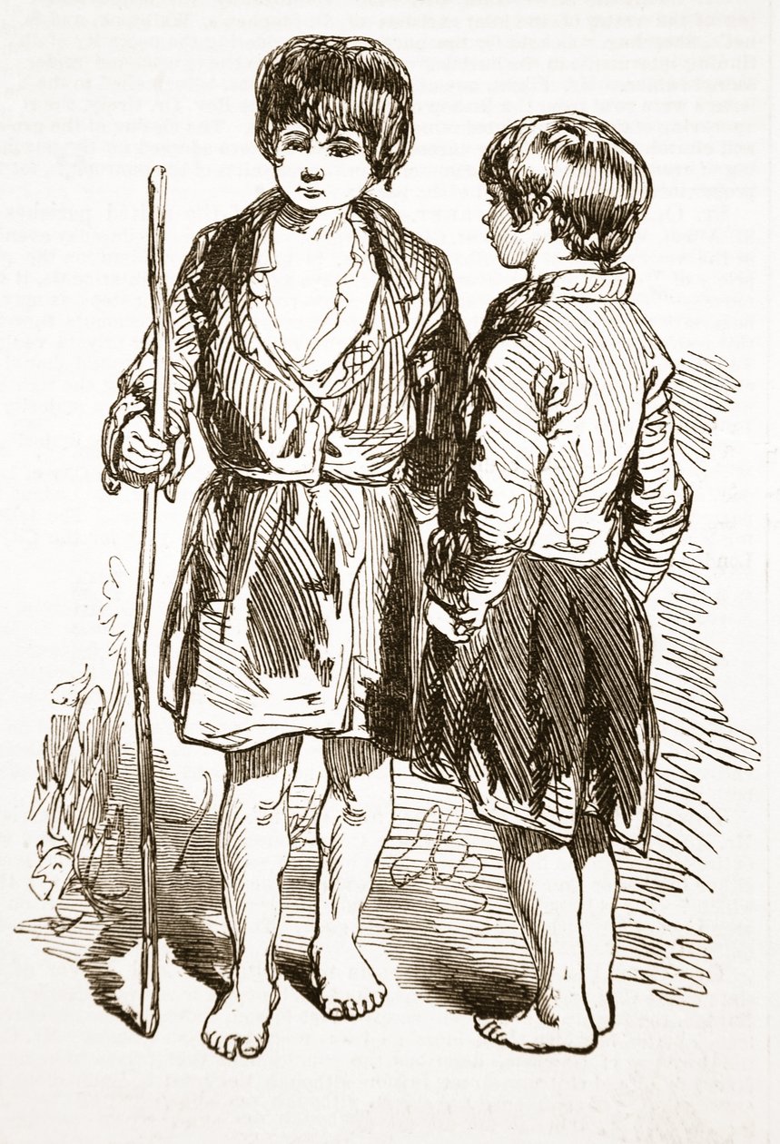 Ionan laumapoikia, The Illustrated London News -lehdestä, 1849. tekijältä Paul Gavarni