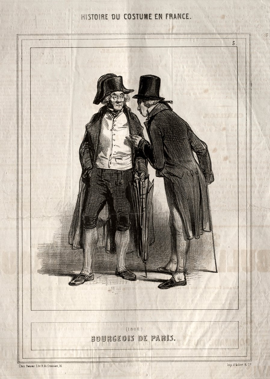 Pukuhistoria Ranskassa: Bourgeois of Paris, 1843. tekijältä Paul Gavarni