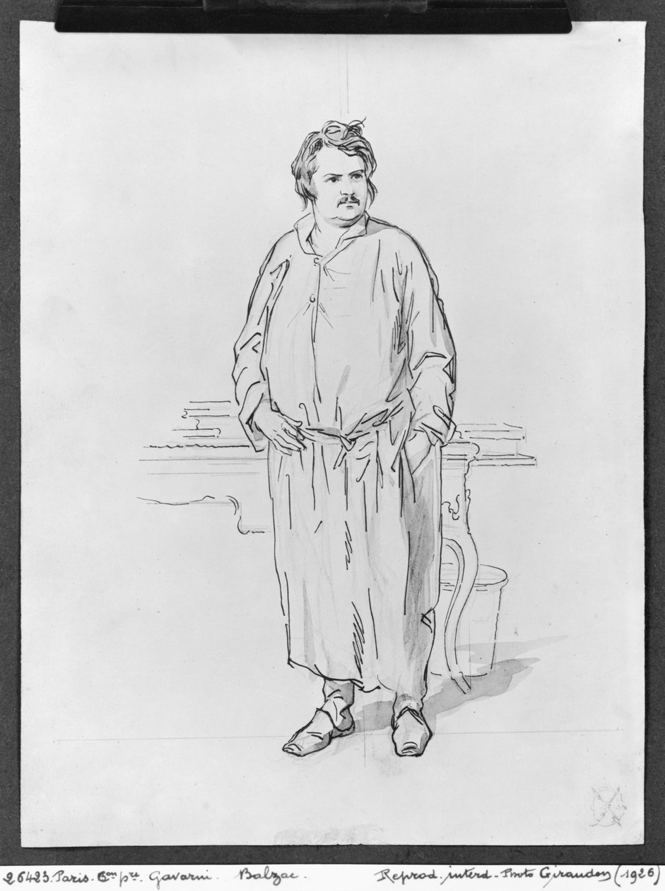 Honore de Balzac (kynä, muste ja pesu paperille) tekijältä Paul Gavarni