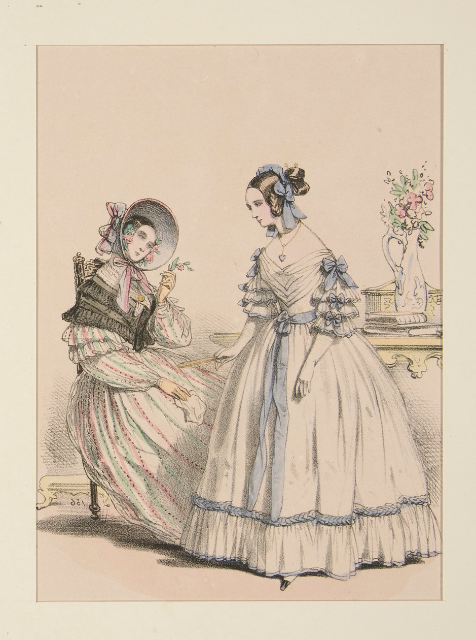 NOVEMBRE 1838. Vestit de mocador de pèl de cabra amb ratlles de perles; finlandès tekijältä Paul Gavarni