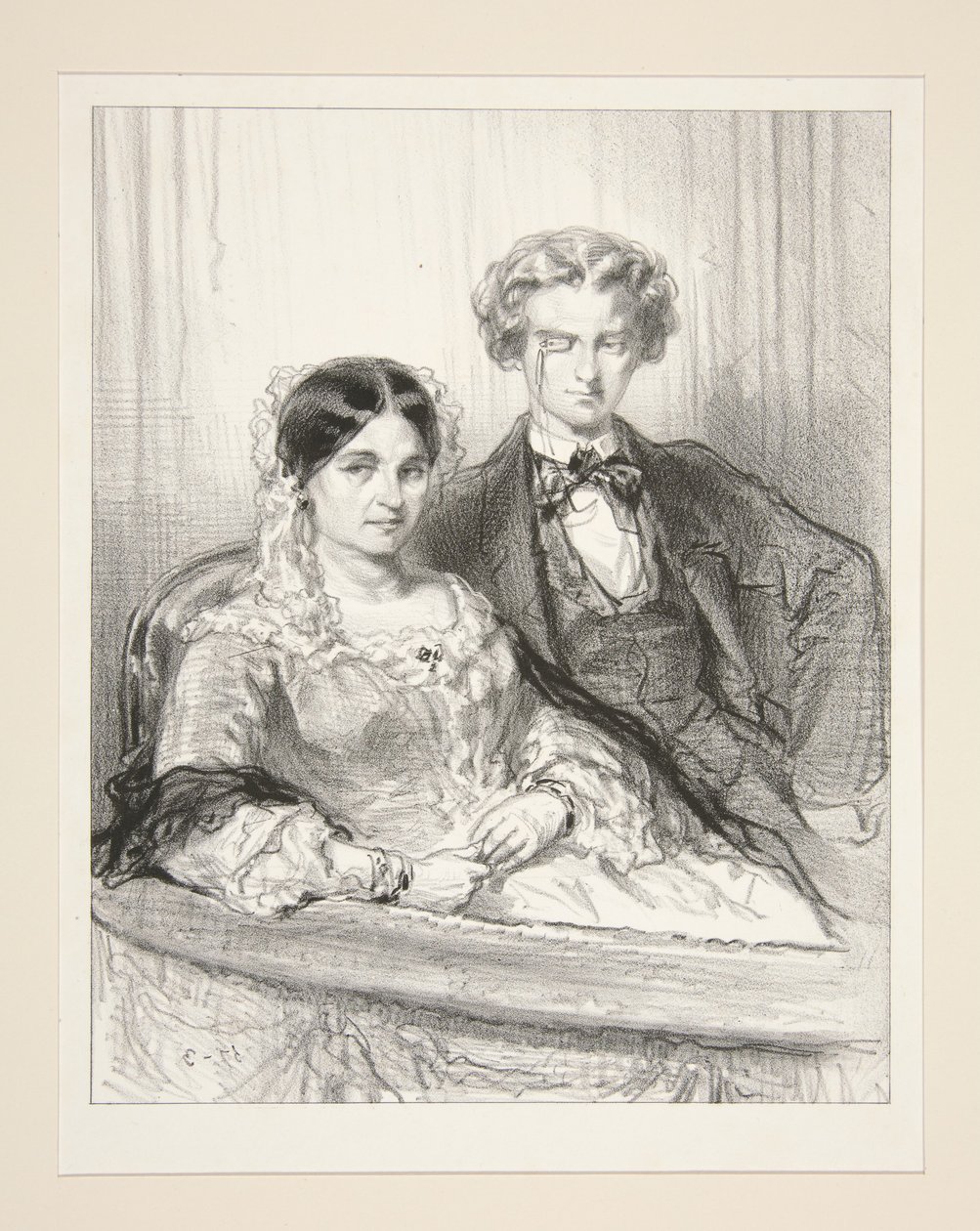Faidra Comédie-Françaisessa. Herra Paul de Trois-Étoilesin ensiesiintyminen Hippolytoksen roolissa. tekijältä Paul Gavarni