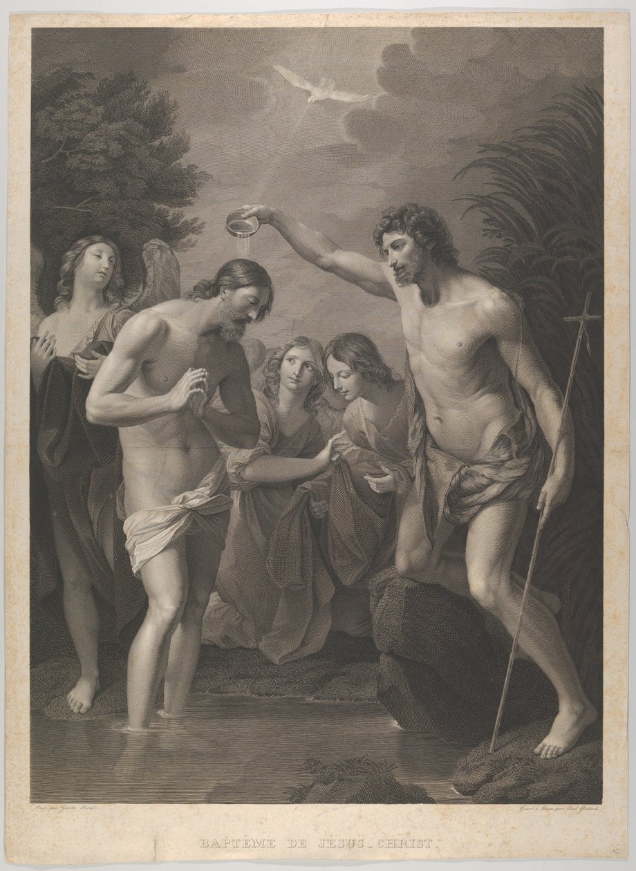 Kristuksen kaste, Pyhä Johannes Kastaja oikealla ja Kristus vasemmalla ..., n. 1815-72. tekijältä Paul Gleditsch