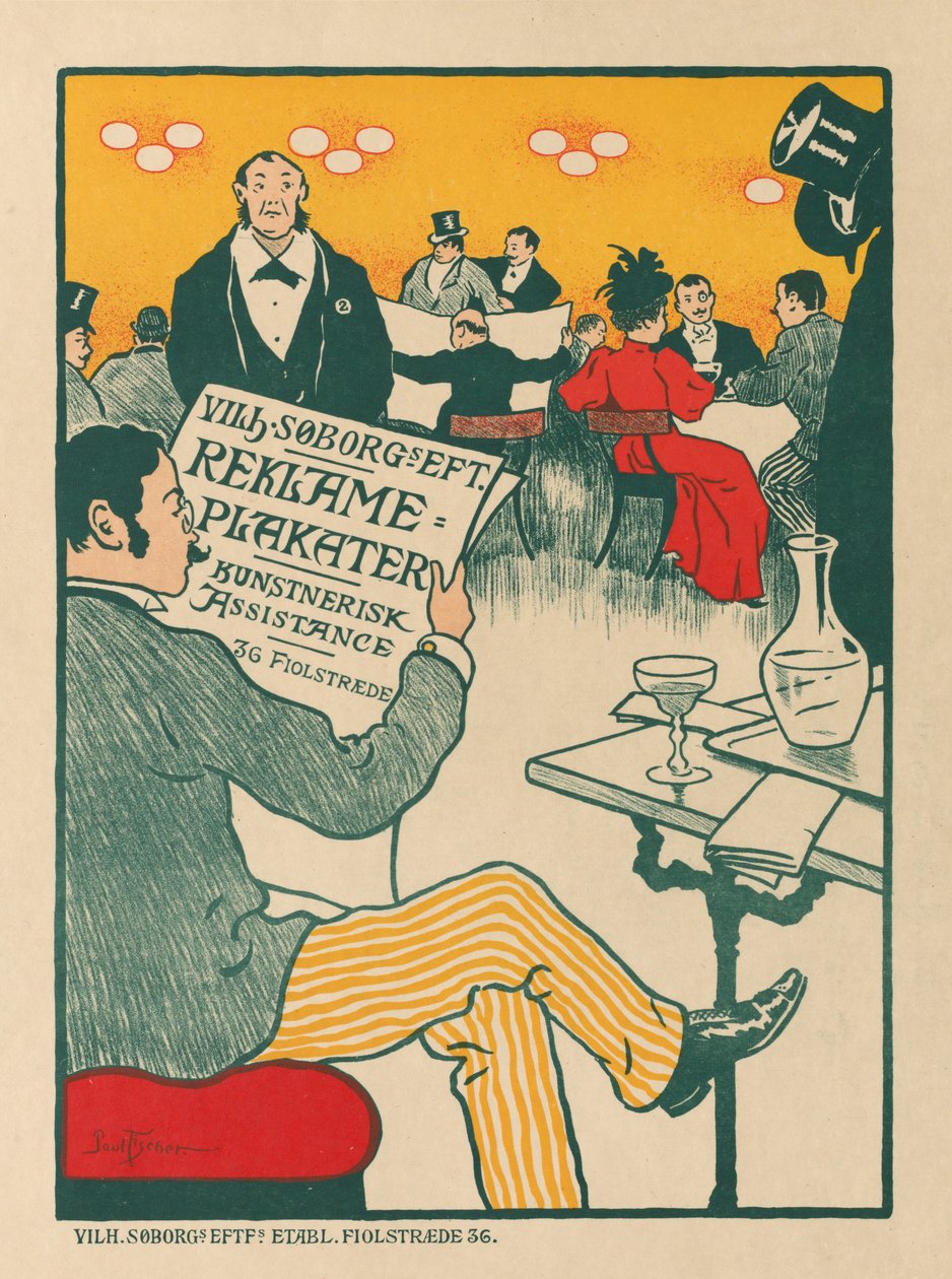 Julisteen mestarit: Wilhelm Söborgin taiteellisten julisteiden näyttelyn juliste, n. 1895. tekijältä Paul Gustav Fischer