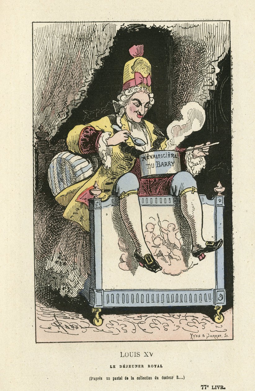 Kuva Hadolista (1835-1875) Histoire de France tintamarresquessa, n. 1880 - Vanha hallinto - Du Barry Jeanne, Louis XV tekijältä Paul Hadol