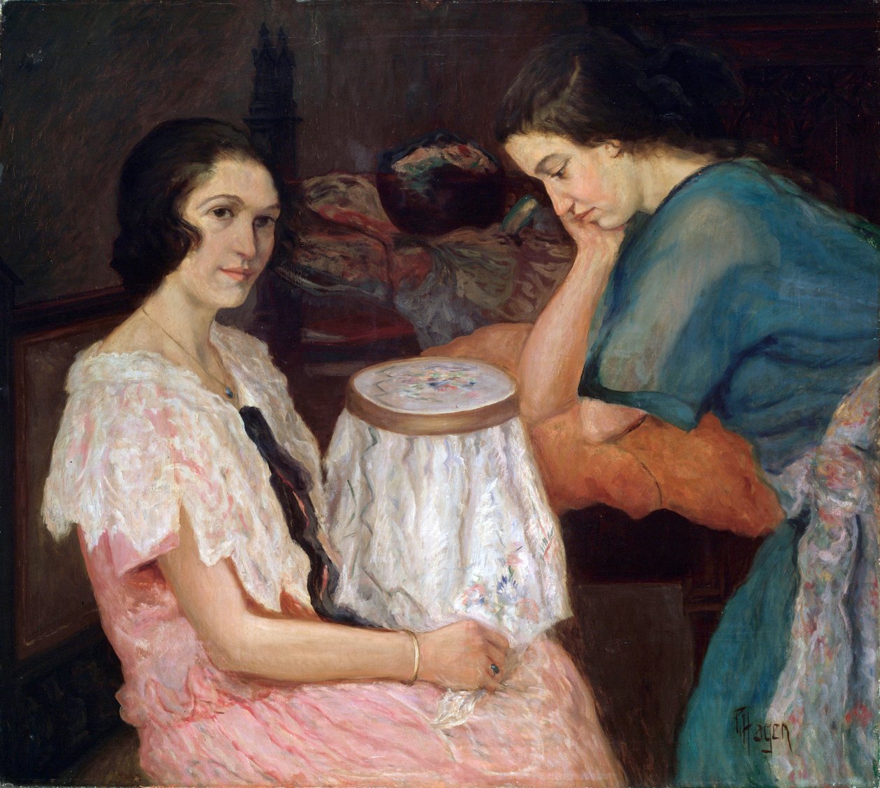 "The Embroideress", 1800- tai 1900-luku tekijältä Paul Hagen