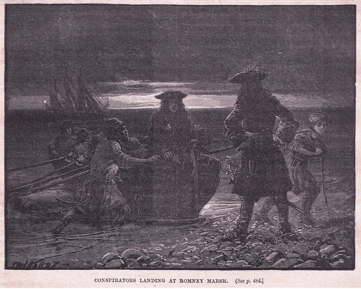 Salaliittolaisten laskeutuminen Romney Marshiin AD 1696 tekijältä Paul Hardy