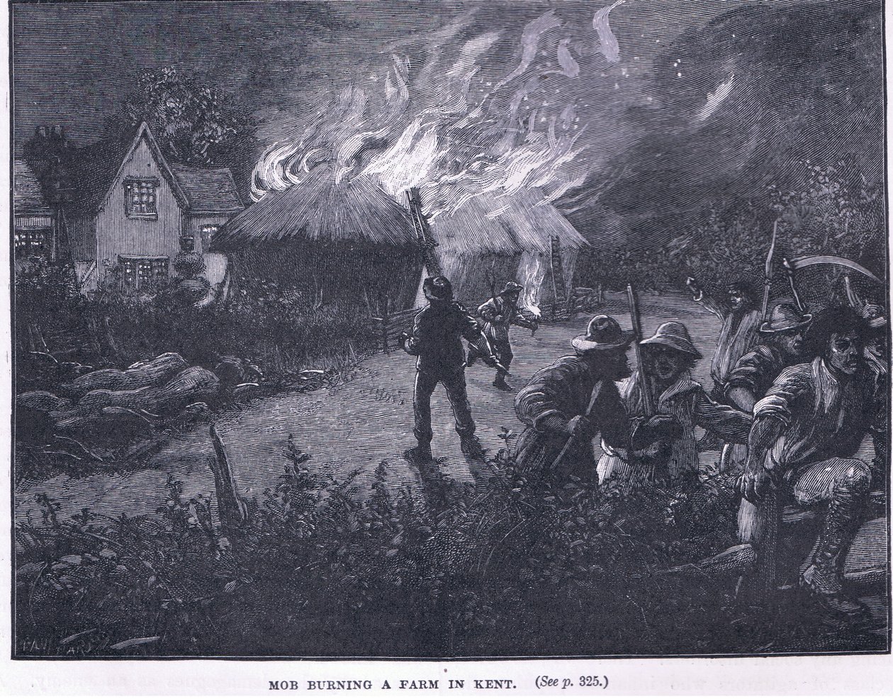 Väkijoukko poltti maatilan Kentissä vuonna 1830 tekijältä Paul Hardy