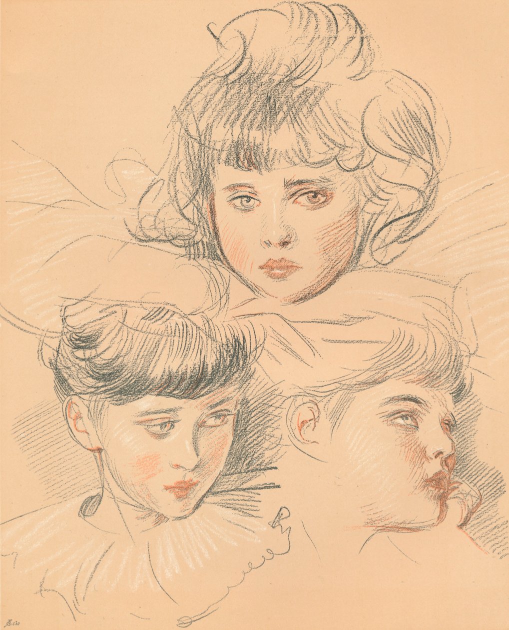 Luonnos lasten muotokuvaan, c1897 tekijältä Paul Helleu