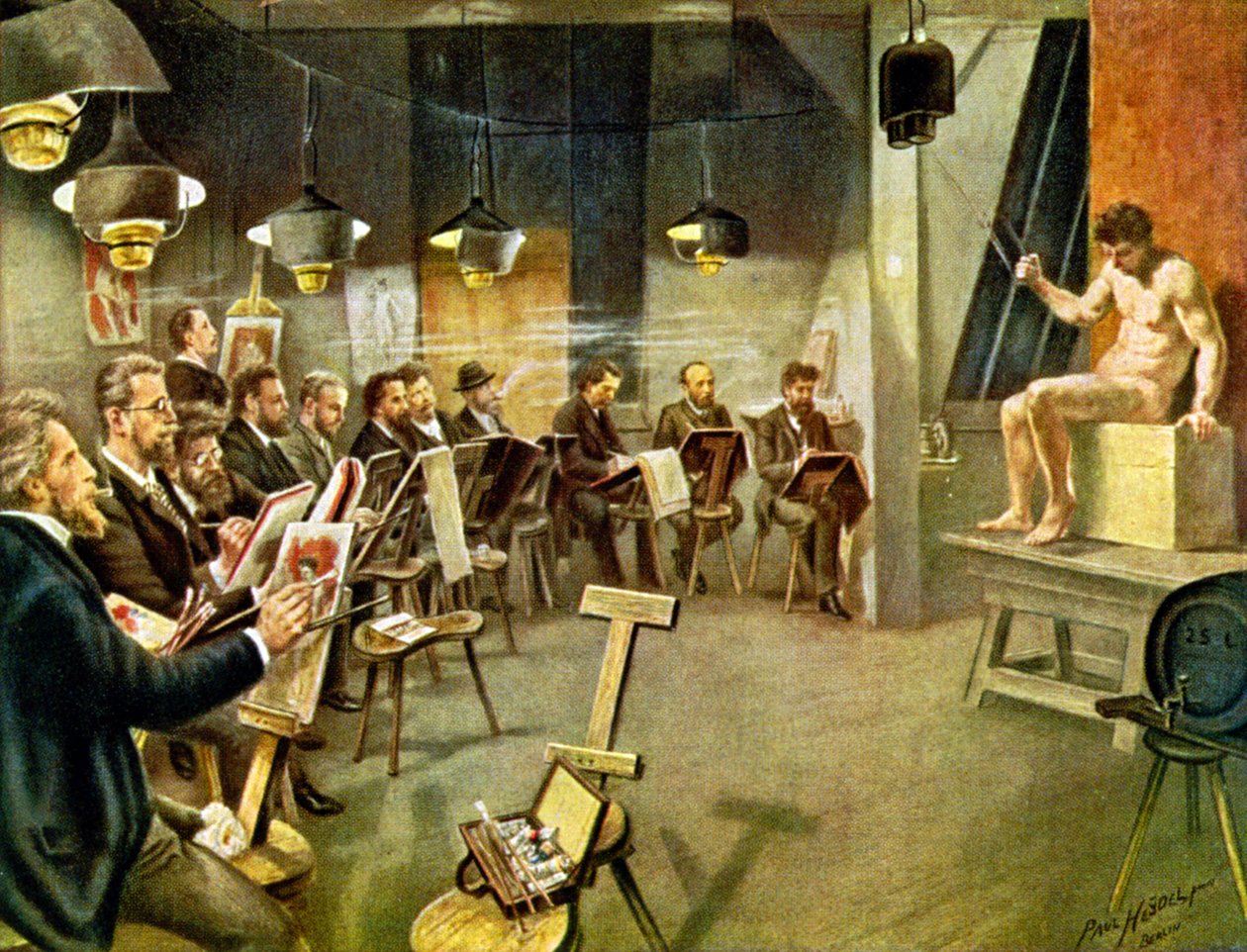 Taideopiskelijoita, n.1930 (kuvitus) tekijältä Paul Heydel