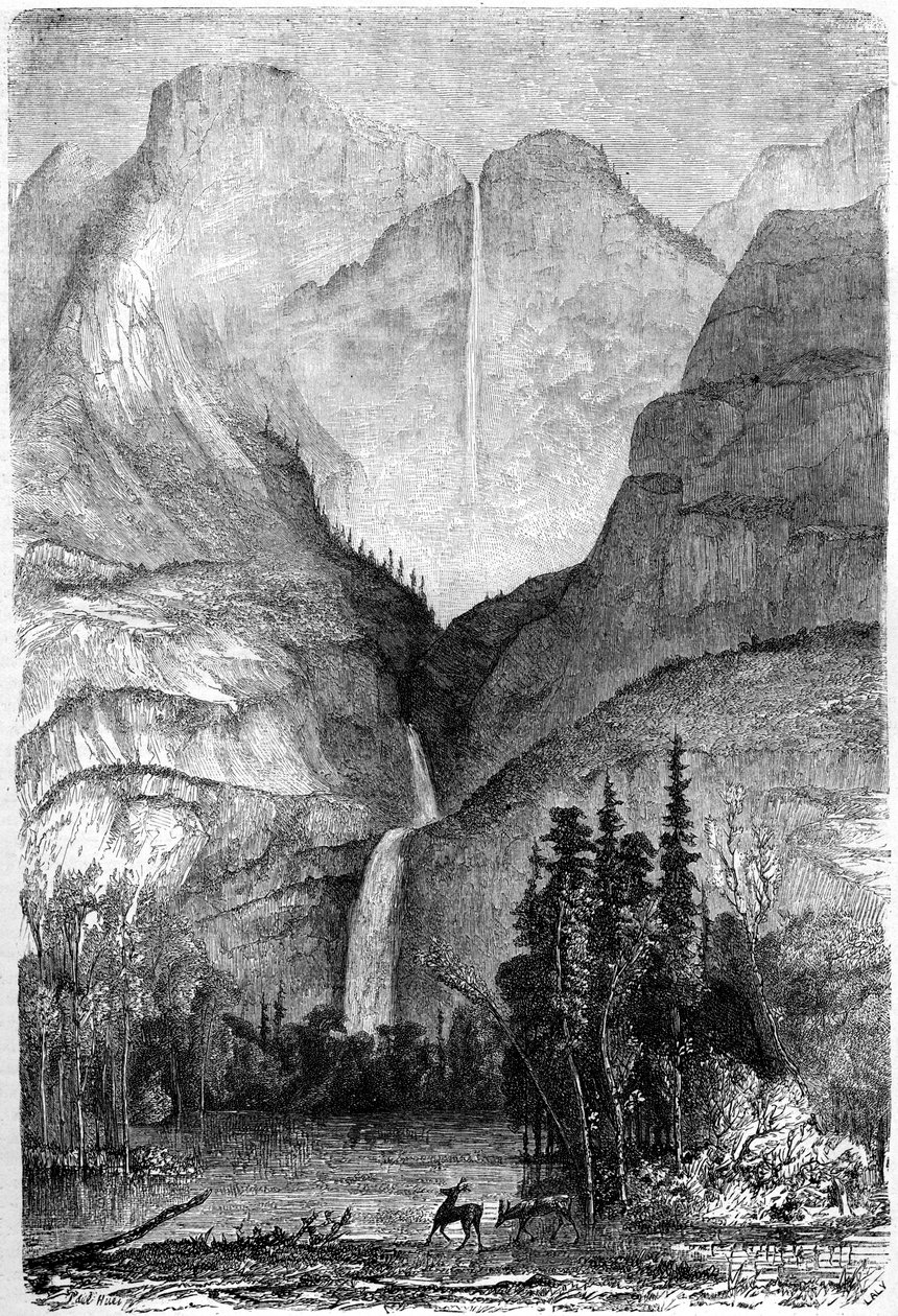 Yosemite Falls, Kalifornia, 1800-luku. tekijältä Paul Huet