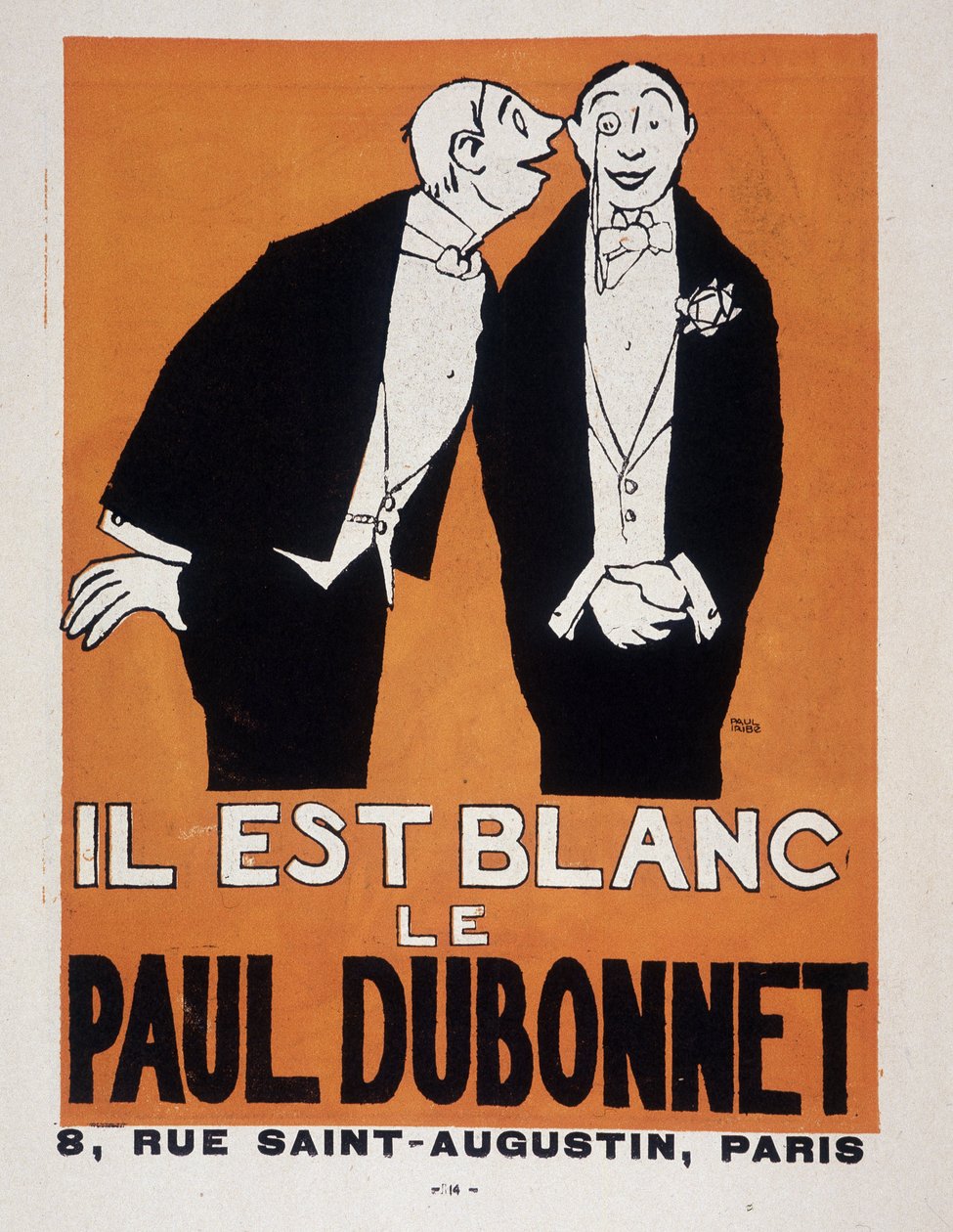 Paul Iriben (1883-1935) alkoholimainonta Paul Dubonnet (kaksi miestä iltapuvussa), "" Le Temoin", 28.12.1907. tekijältä Paul Iribe