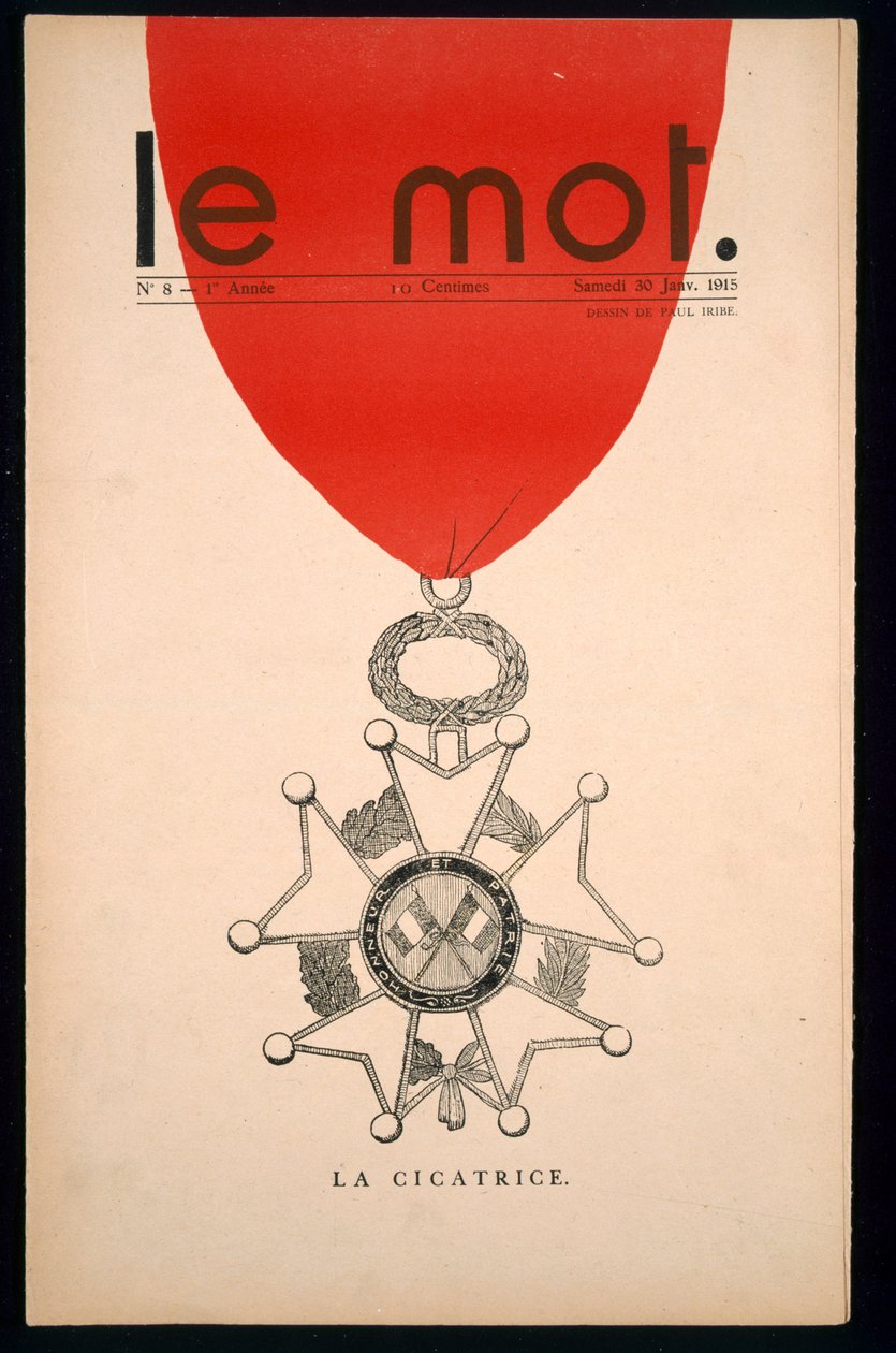 La cicatrice, Le Mot -lehden etukansi, lauantai 30. tammikuuta 1915. tekijältä Paul Iribe
