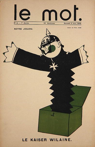 Notre Joujou, Le Kaiser Wilaine, Le Mot -lehden etukansi, 2. tammikuuta 1915 (värilitro). tekijältä Paul Iribe