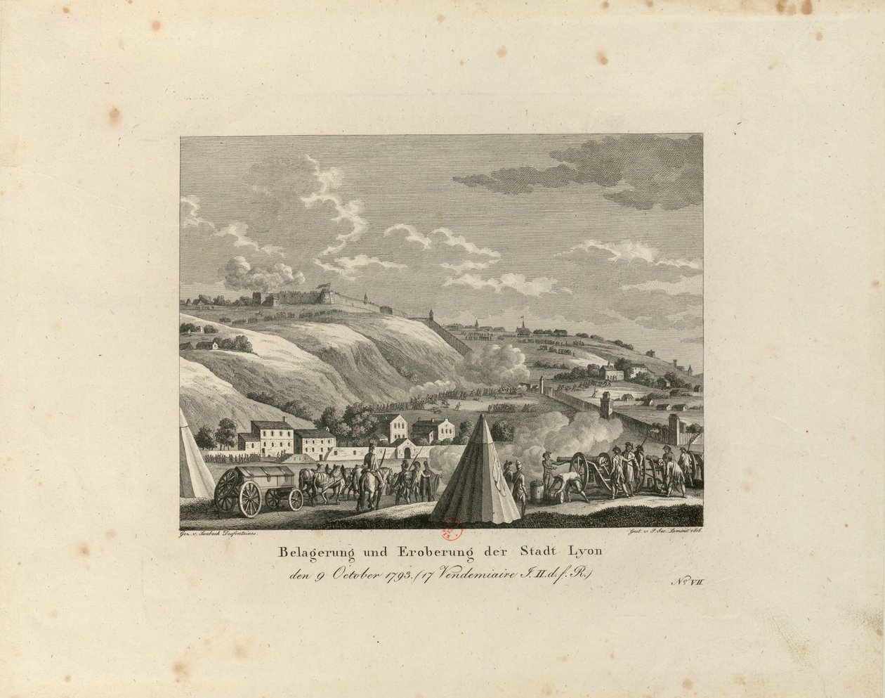 Lyonin kaupungin piiritys ja valloitus: 9. lokakuuta 1793, 1816-1818. tekijältä Paul Jacob Laminit