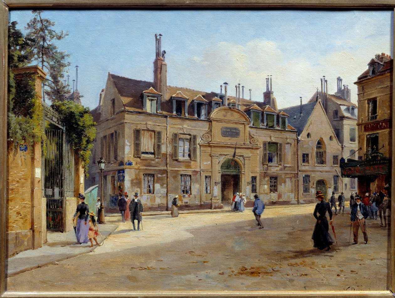 Näkymä entisestä Pie-sairaalasta rue Lacepedellä Pariisissa Victor Dargaudin maalaus (n. 1850-n. 1913) 1904 Su. 0,24 x 0,38 m Pariisi, Musee Carnavalet tekijältä Paul Joseph Victor Dargaud