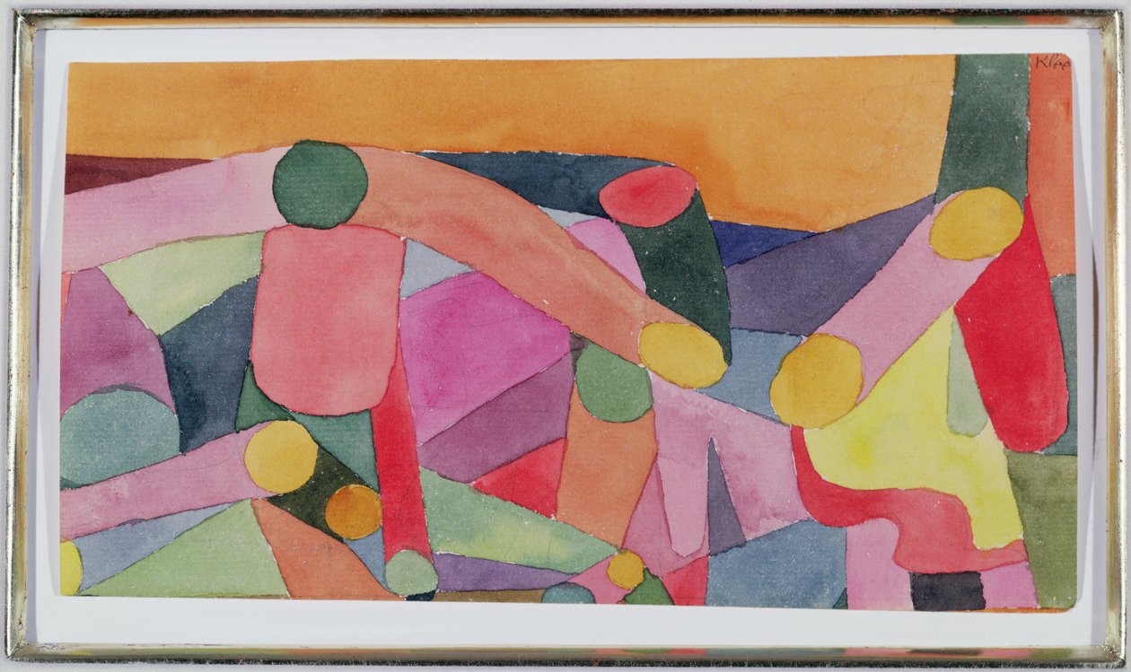 (Nimetön) Väriyhdistelmä, n. 1914 (akvarelli ja kynä paperille) tekijältä Paul Klee