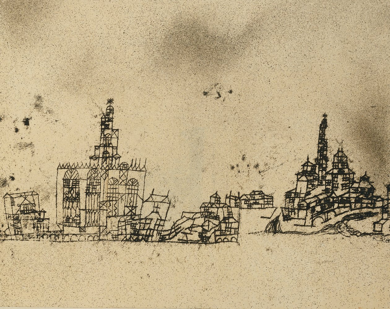 Muinainen kaupunki veden päällä; Vanha kaupunki veden äärellä tekijältä Paul Klee